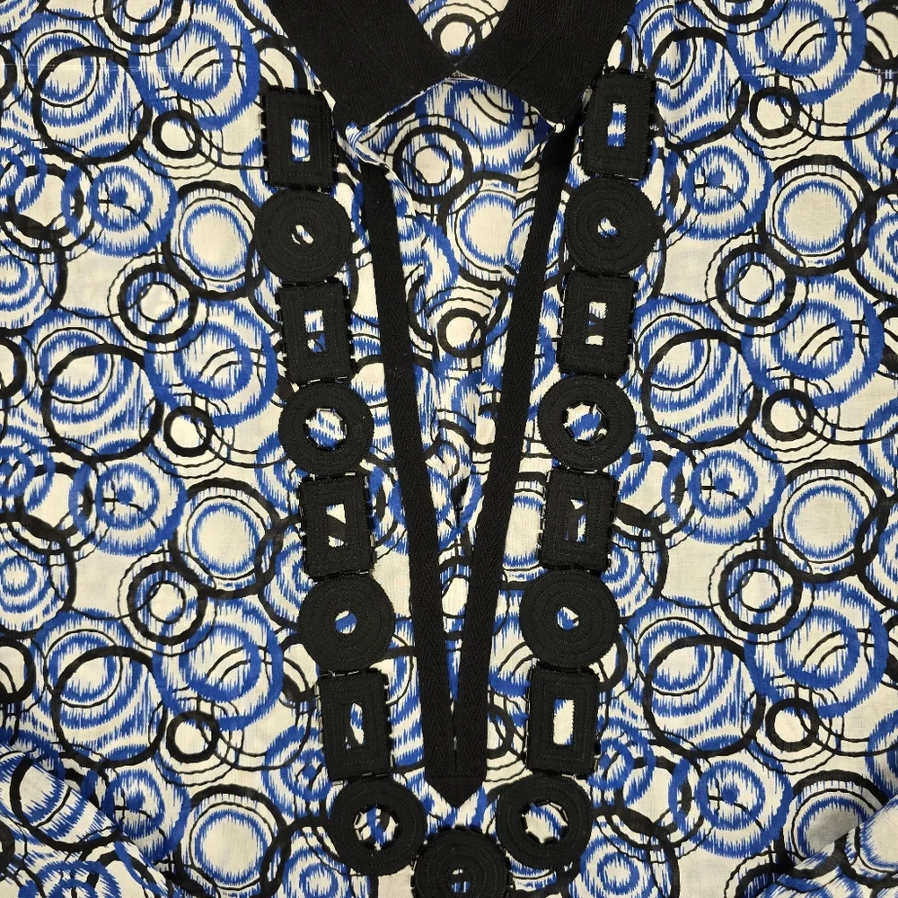 Michael Kors Tunic Style Blue and Black Women's Shirt - Picture 3 of 7